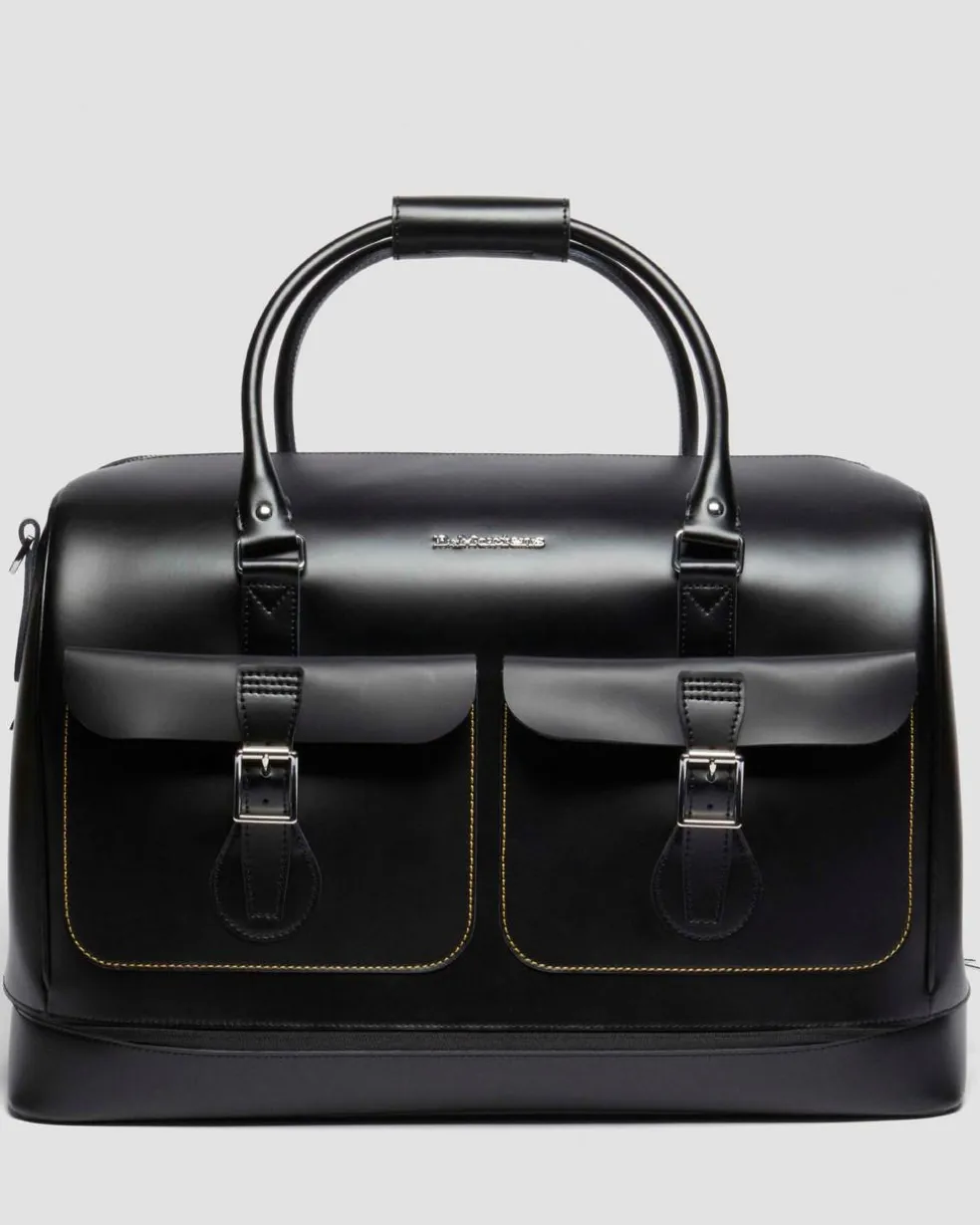 Smooth Leather Weekender Bag in Black