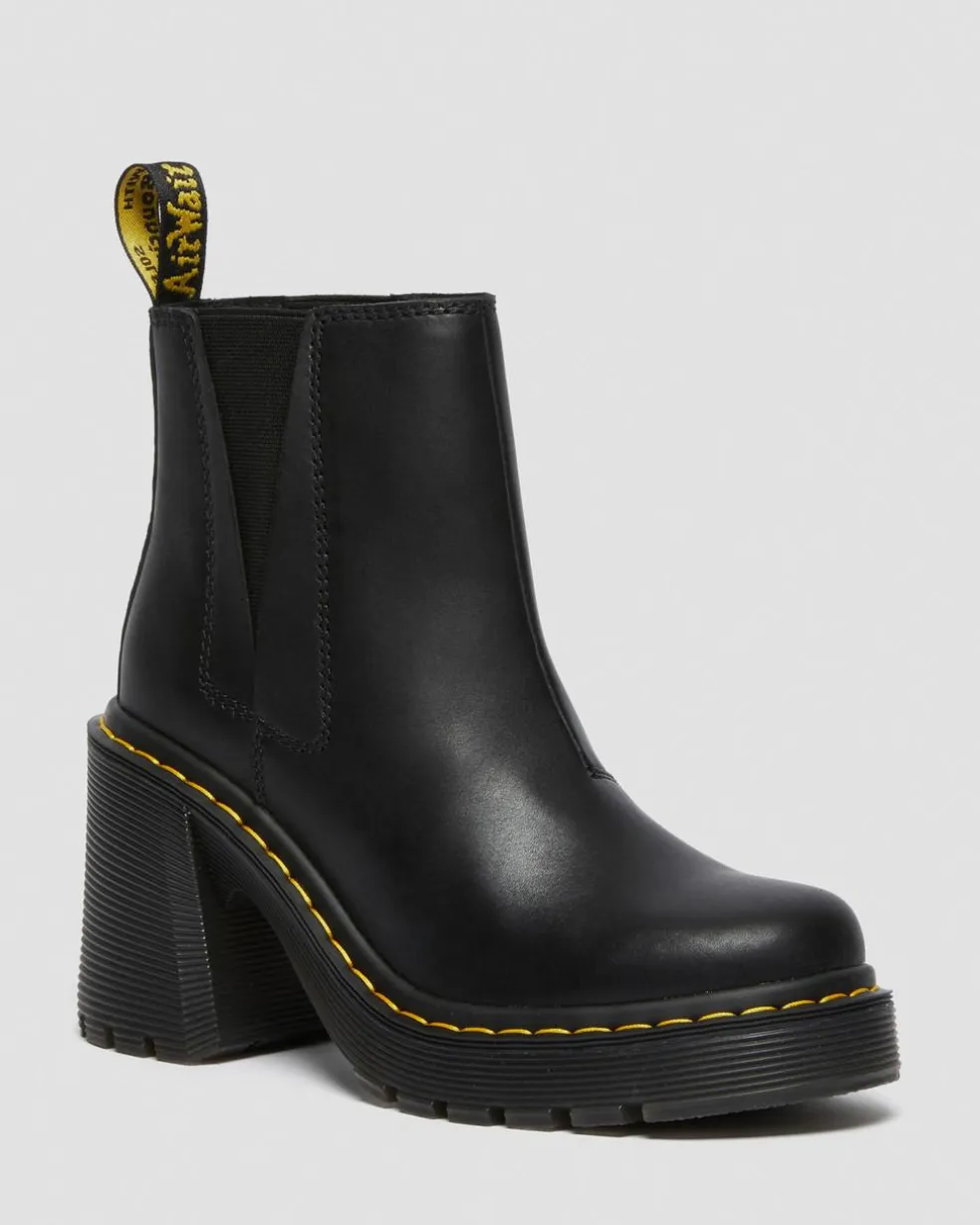 Spence Leather Flared Heel Chelsea Boots in Black