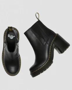 Spence Leather Flared Heel Chelsea Boots in Black
