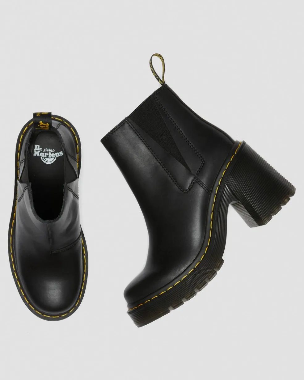 Spence Leather Flared Heel Chelsea Boots in Black