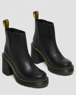 Spence Leather Flared Heel Chelsea Boots in Black