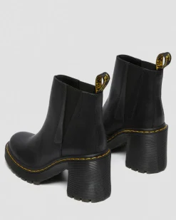 Spence Leather Flared Heel Chelsea Boots in Black