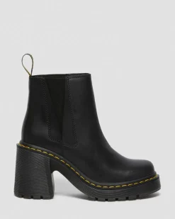 Spence Leather Flared Heel Chelsea Boots in Black