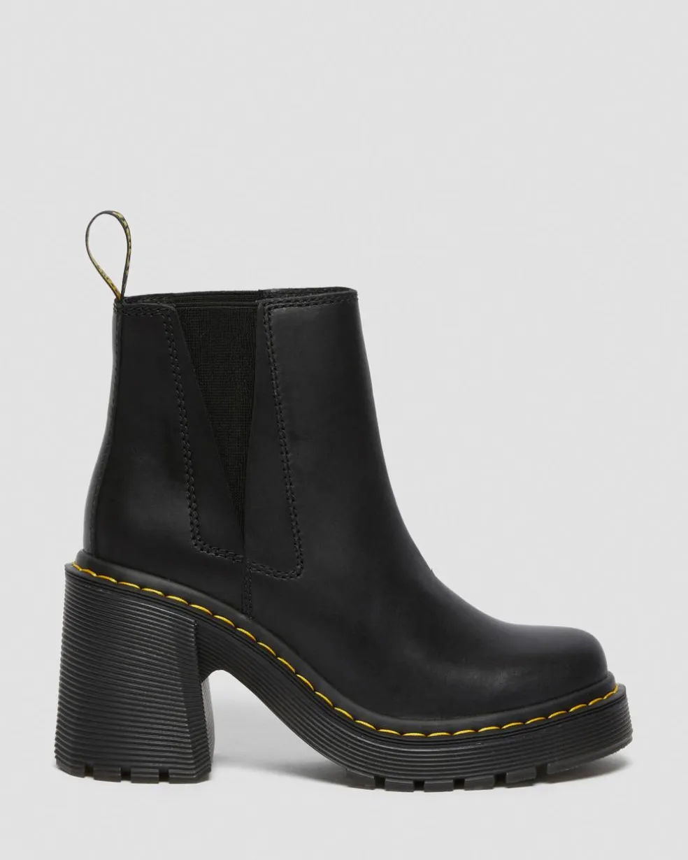 Spence Leather Flared Heel Chelsea Boots in Black