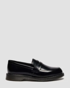 Temara Polished Smooth Leather Loafers in Black