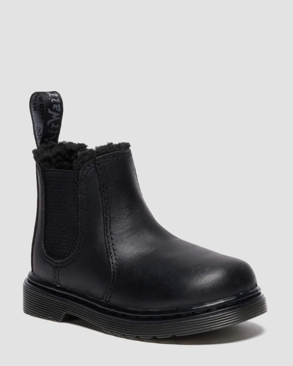 Toddler 2976 Faux Fur Lined Chelsea Boots in Black
