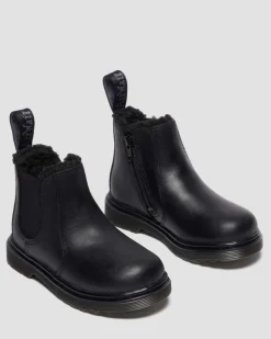 Toddler 2976 Faux Fur Lined Chelsea Boots in Black