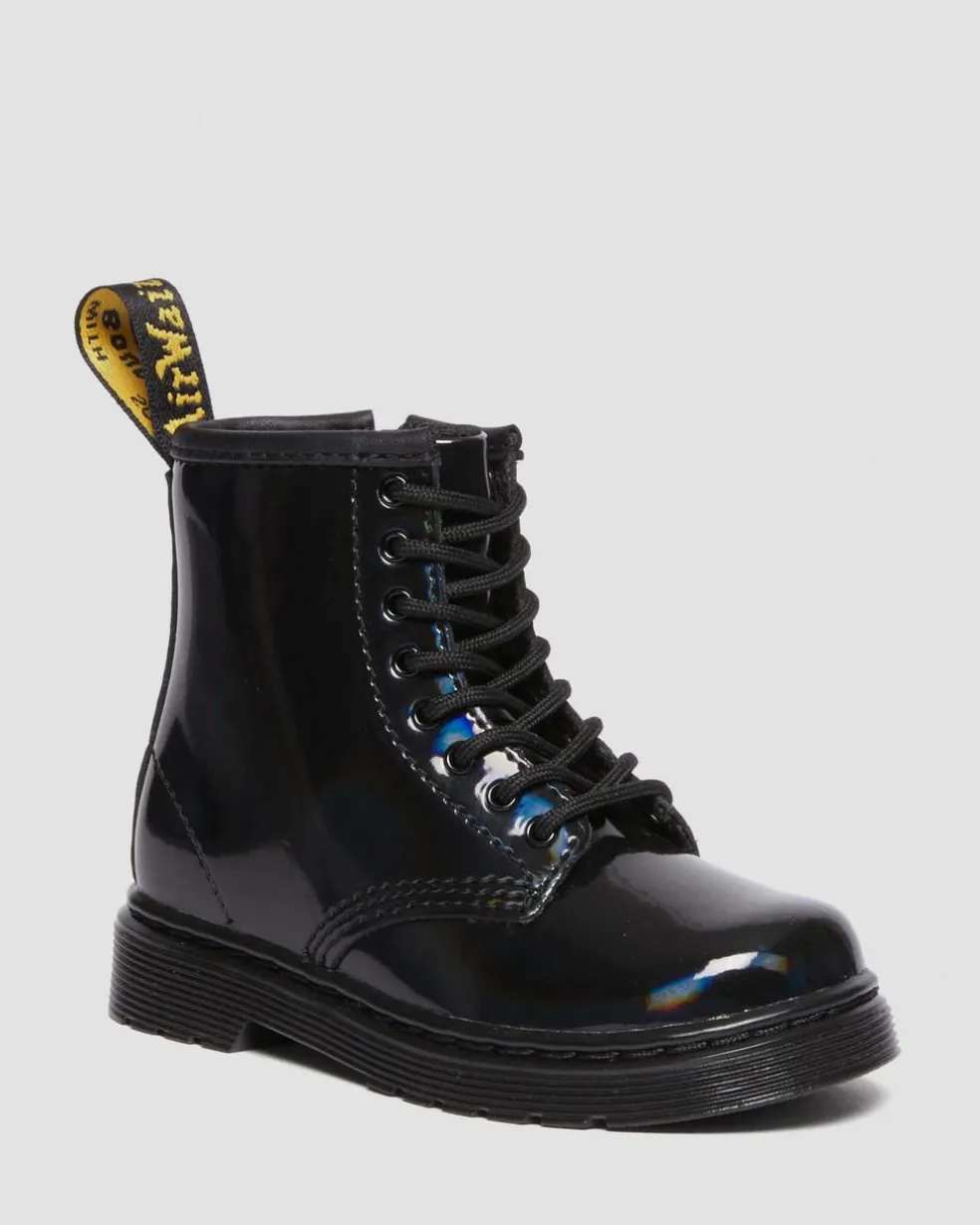 Toddler 1460 Rainbow Patent Leather Lace Up Boots in Black