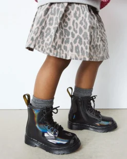 Toddler 1460 Rainbow Patent Leather Lace Up Boots in Black