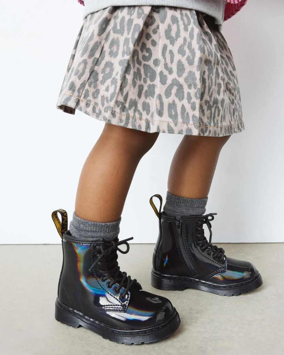 Toddler 1460 Rainbow Patent Leather Lace Up Boots in Black