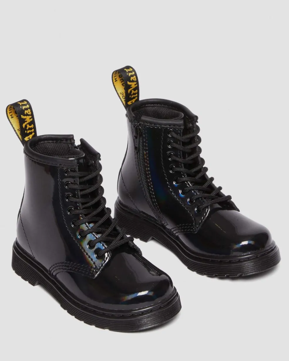 Toddler 1460 Rainbow Patent Leather Lace Up Boots in Black