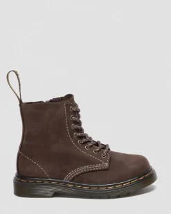 Toddler 1460 Tumbled Nubuck Boots in Dark Brown