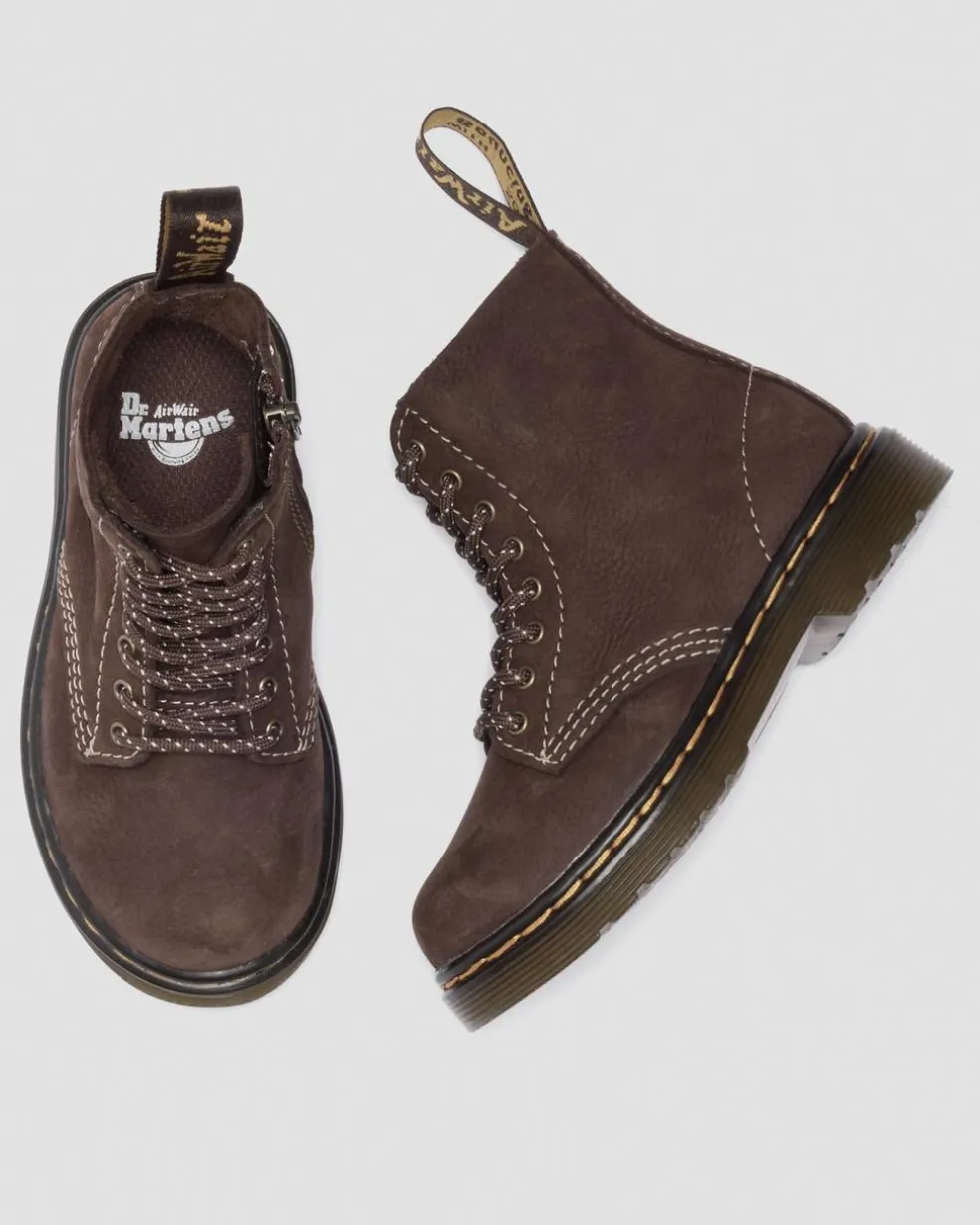 Toddler 1460 Tumbled Nubuck Boots in Dark Brown