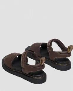 Toddler Marlowe Flower Debossed Nubuck Strap Sandals in Dark Brown