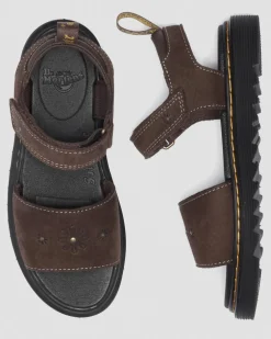 Toddler Marlowe Flower Debossed Nubuck Strap Sandals in Dark Brown