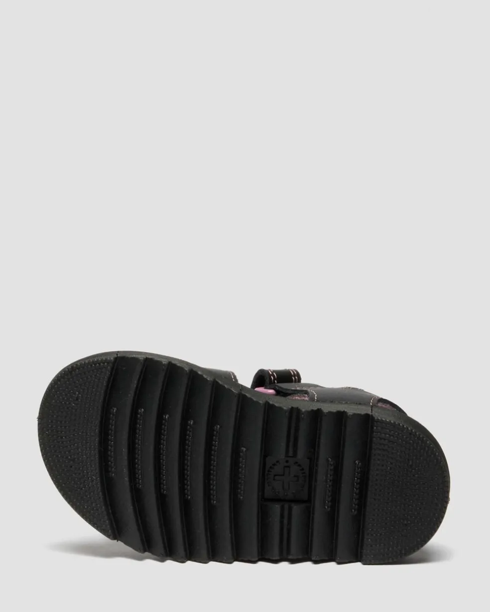 Toddler Marlowe II Glitter Heart Leather Strap Shoes in Black
