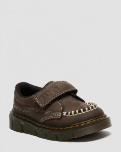 Toddler Raffe Strap Tumbled Nubuck Strap Shoes in Dark Brown