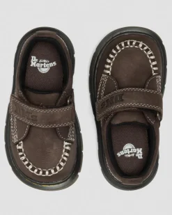 Toddler Raffe Strap Tumbled Nubuck Strap Shoes in Dark Brown
