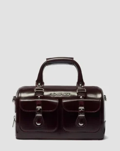 Top Handle Rub Off Leather Bag in Red