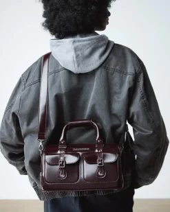 Top Handle Rub Off Leather Bag in Red