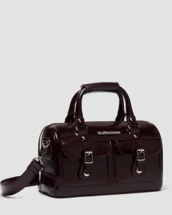 Top Handle Rub Off Leather Bag in Red