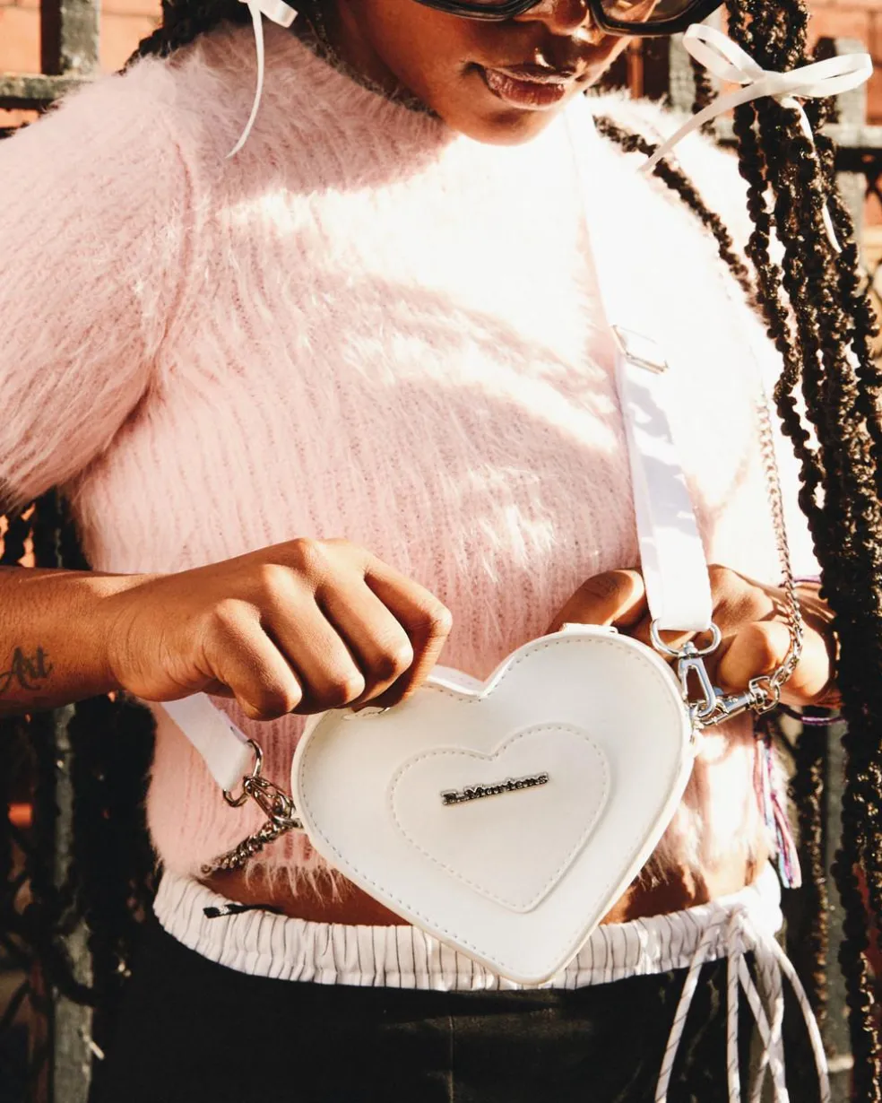 Vegan Mini Heart Shaped Bag in White