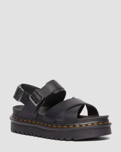 Voss II Athena Leather Strap Sandals in Black