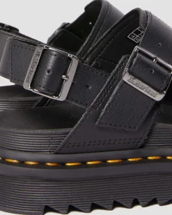 Voss II Athena Leather Strap Sandals in Black