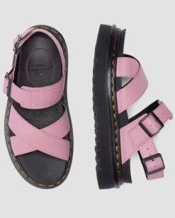 Voss II Athena Leather Strap Sandals in Dusty Rose