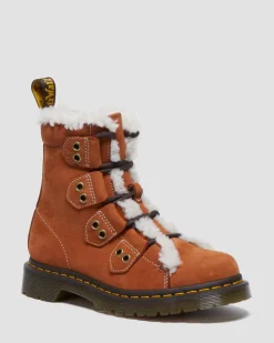Women's 1460 Lace to Toe Fur Lined Buttersoft Lace Up Boots in Tan