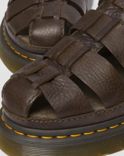Wrenlie Grizzly Leather Fisherman Sandals in Dark Brown