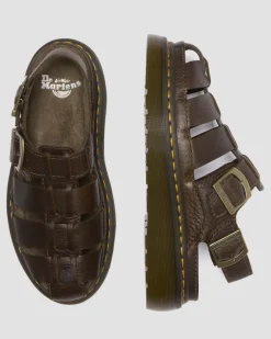 Wrenlie Grizzly Leather Fisherman Sandals in Dark Brown