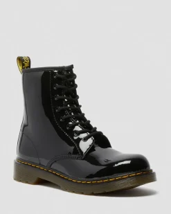 Youth 1460 Patent Leather Lace Up Boots in Black