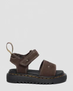 Youth Marlowe Flower Nubuck Strap Sandals in Dark Brown