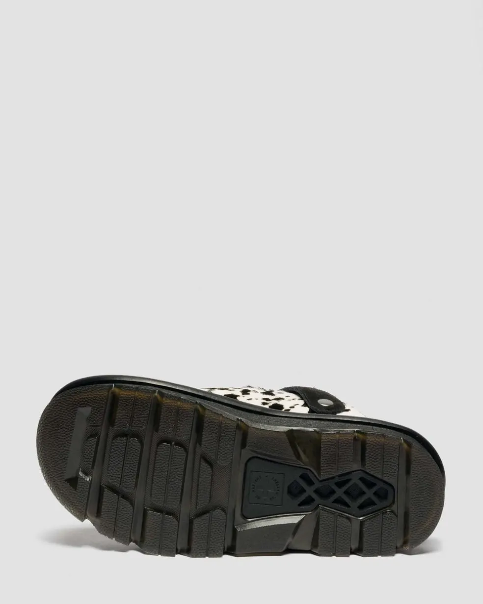 Zebzag Dalmatian Hair On Leather Platform Mules in Cream & Black
