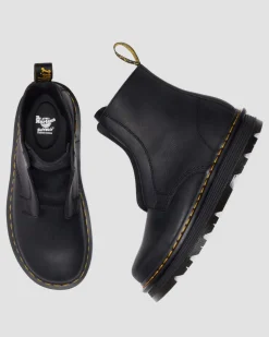 Zebzag Laceless Slip On Leather Boots in Black
