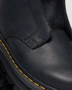 Zebzag Laceless Slip On Leather Boots in Black