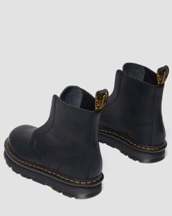 Zebzag Laceless Slip On Leather Boots in Black