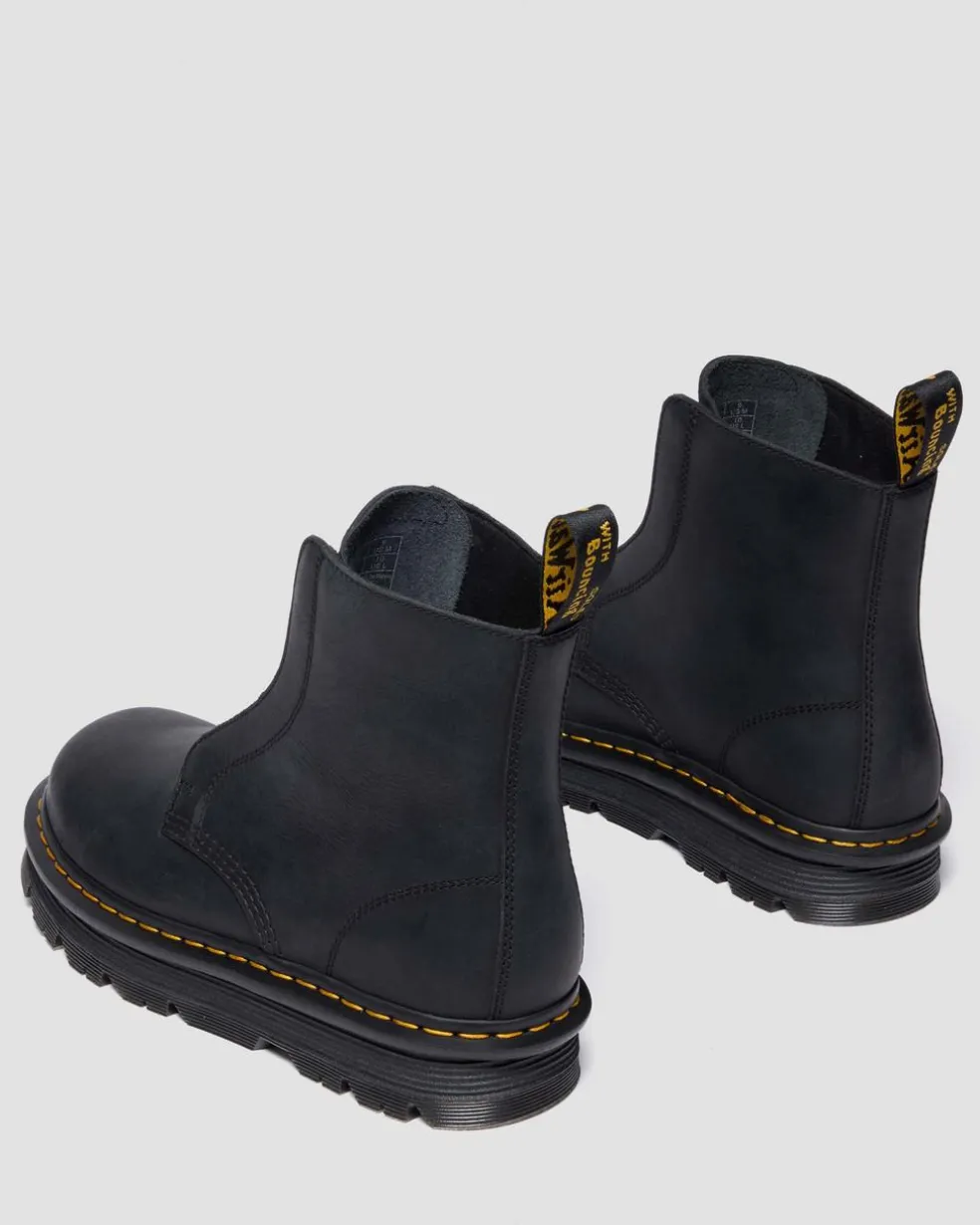 Zebzag Laceless Slip On Leather Boots in Black