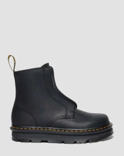 Zebzag Laceless Slip On Leather Boots in Black