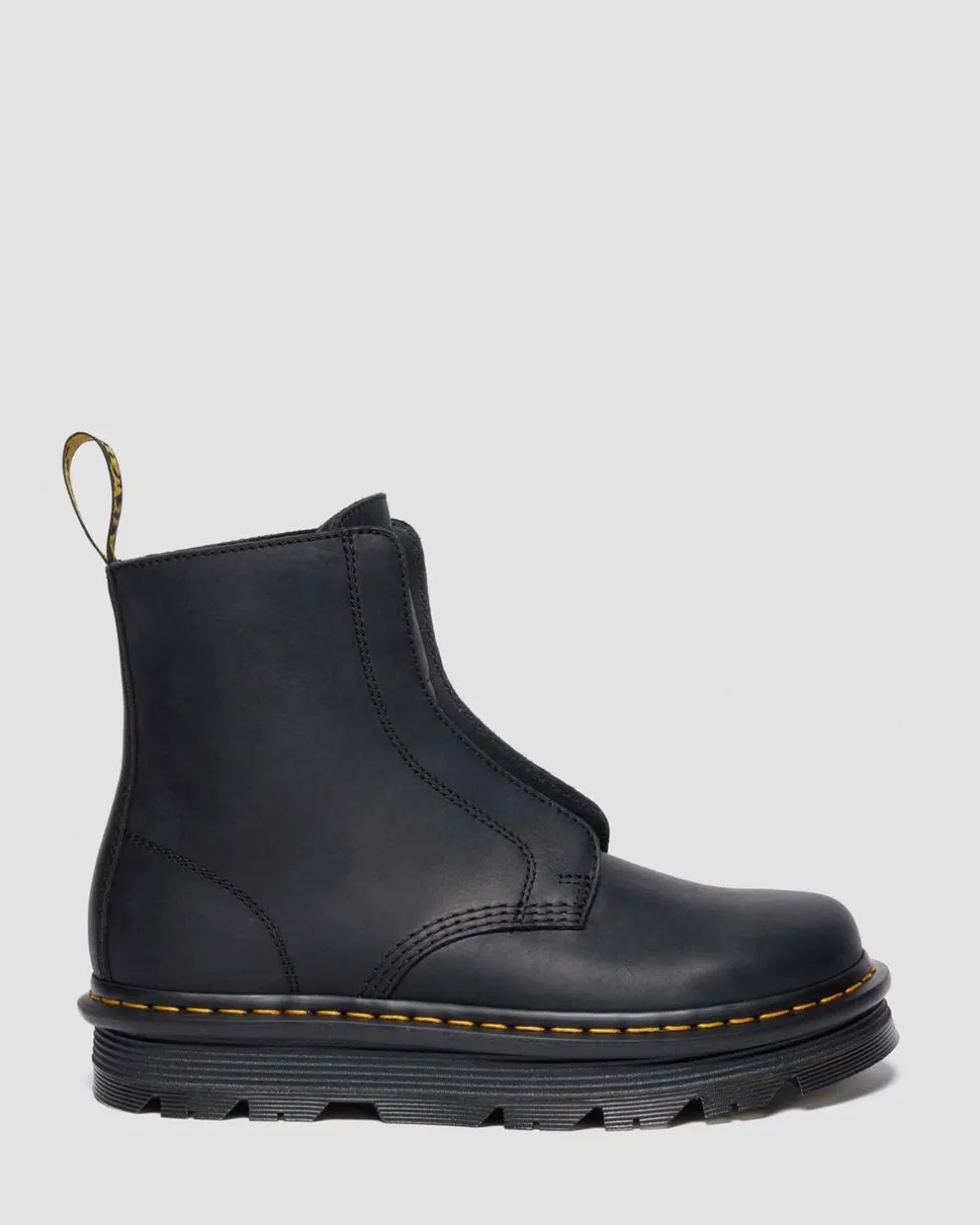 Zebzag Laceless Slip On Leather Boots in Black