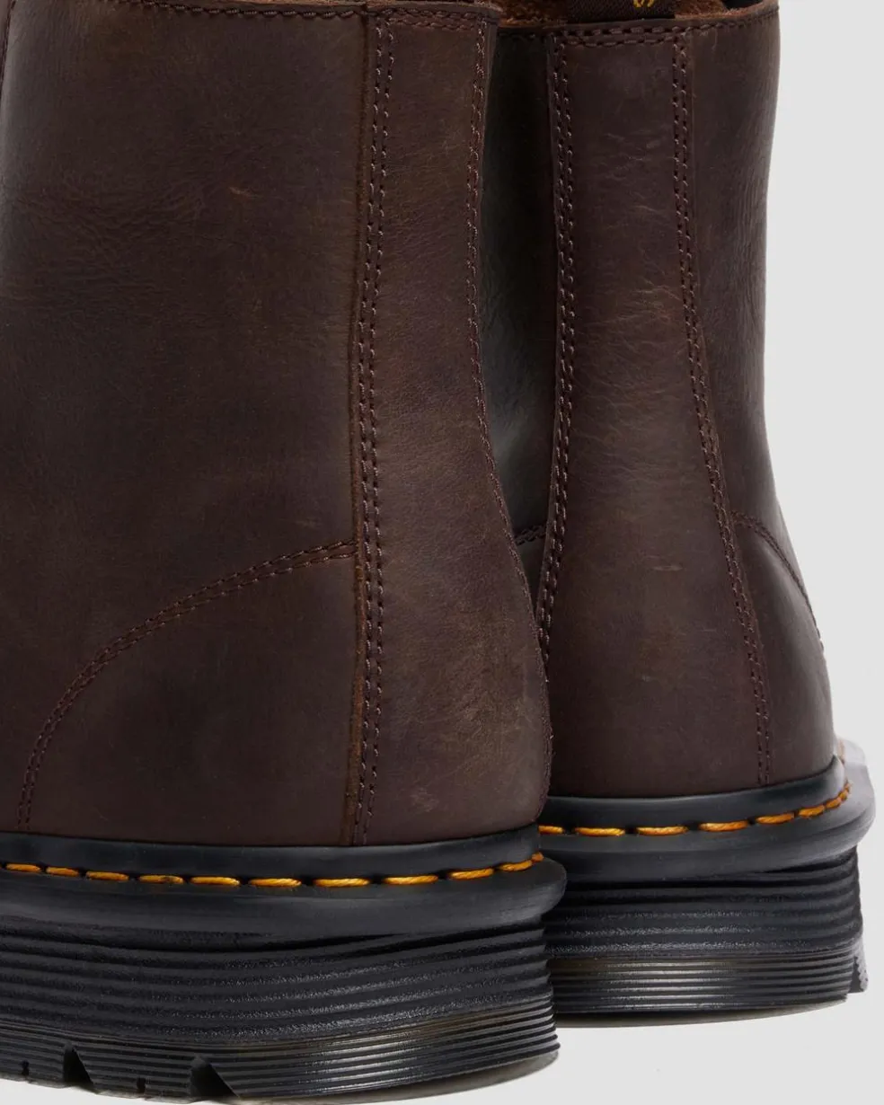Zebzag Laceless Slip On Leather Boots in Dark Brown