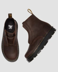 Zebzag Laceless Slip On Leather Boots in Dark Brown