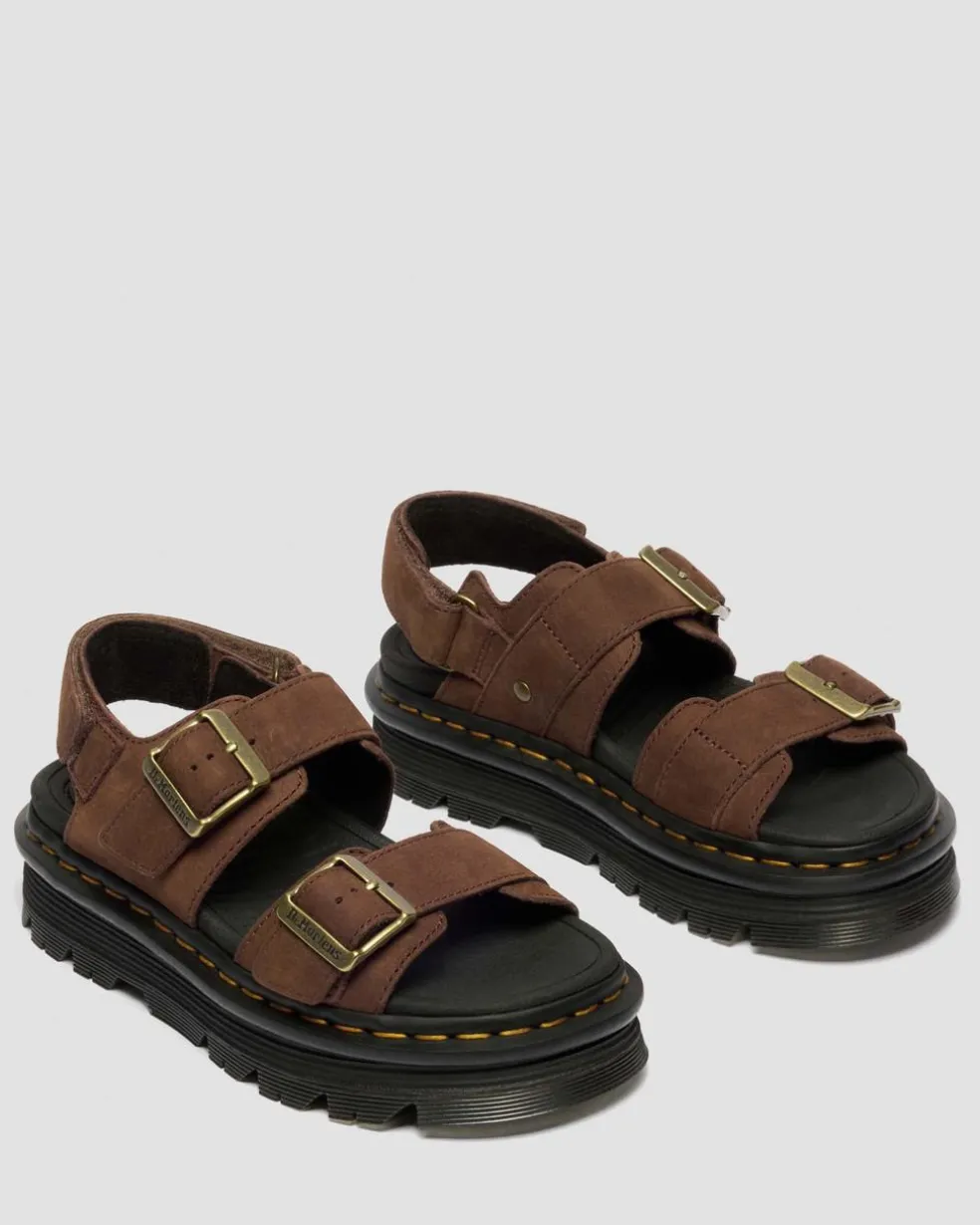 Zebzag Nubuck Platform Sandals in Sepia Brown