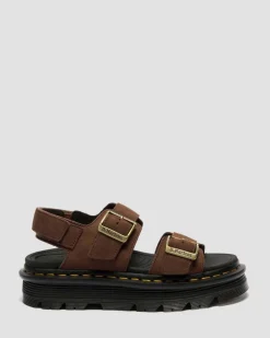 Zebzag Nubuck Platform Sandals in Sepia Brown
