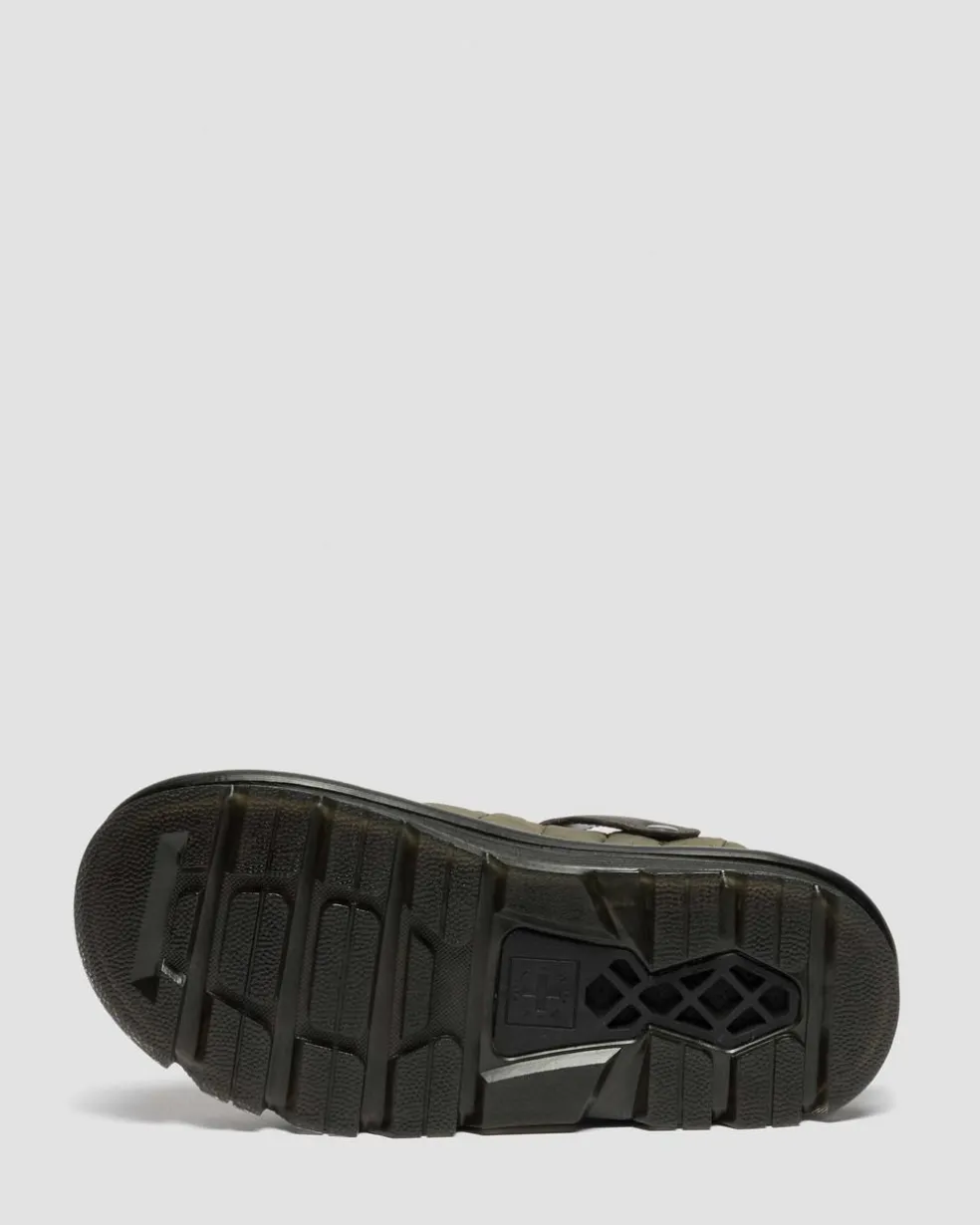 Zebzag Quilted Canvas Platform Mules in Dms Olive Green