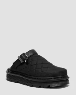 Zebzag Quilted Canvas Platform Mules in Black