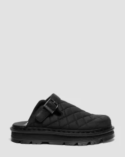 Zebzag Quilted Canvas Platform Mules in Black