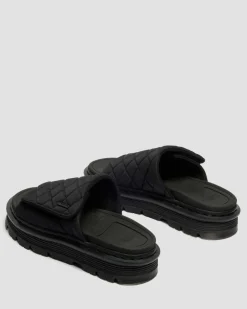 Zebzag Quilted Canvas Platform Slides in Black