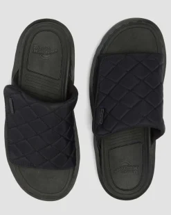 Zebzag Quilted Canvas Platform Slides in Black